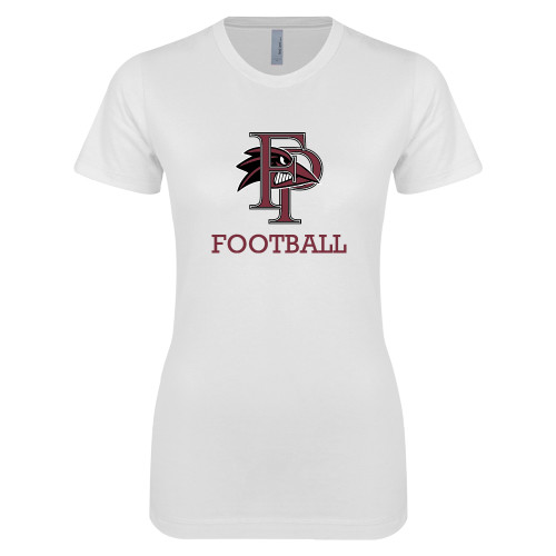  Next Level Womens White Boyfriend Tee - Football