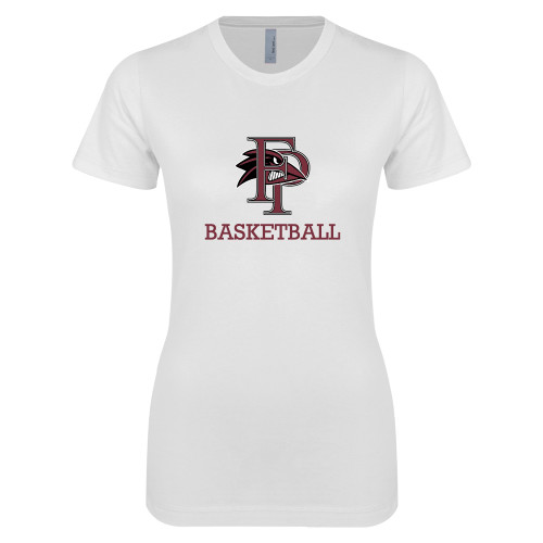  Next Level Womens White Boyfriend Tee - Basketball