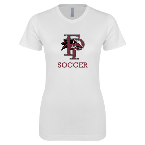  Next Level Womens White Boyfriend Tee - Soccer