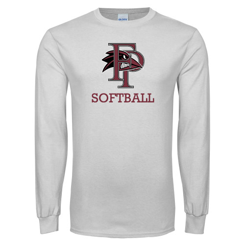  White Long Sleeve T Shirt - Softball