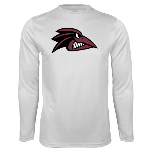 White Performance Long Sleeve Shirt - Raven Head