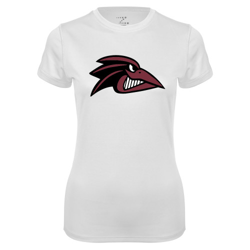  Womens White Performance Tee - Raven Head