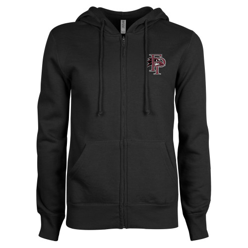  ENZA Womens Black Fleece Full Zip Hoodie - Athletic FP