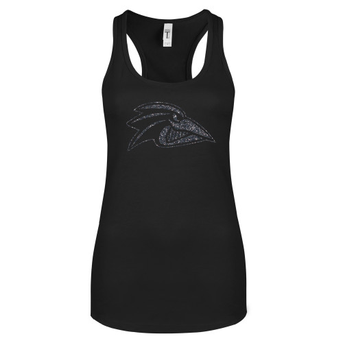  Next Level Womens Black Racerback Tank  - F Graphite Soft Glitter