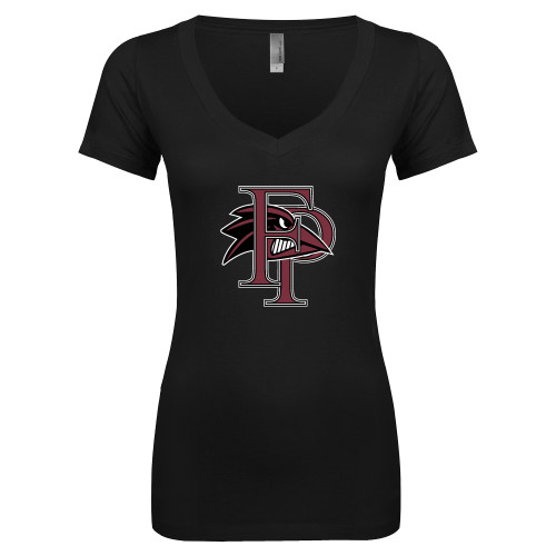  Next Level Womens Black Ideal V Tee - Athletic FP
