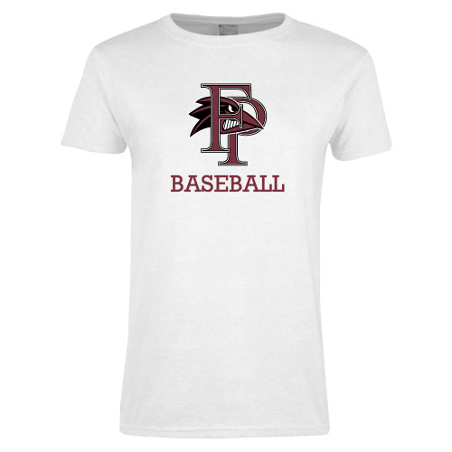  Womens White Short Sleeve Tee - Baseball
