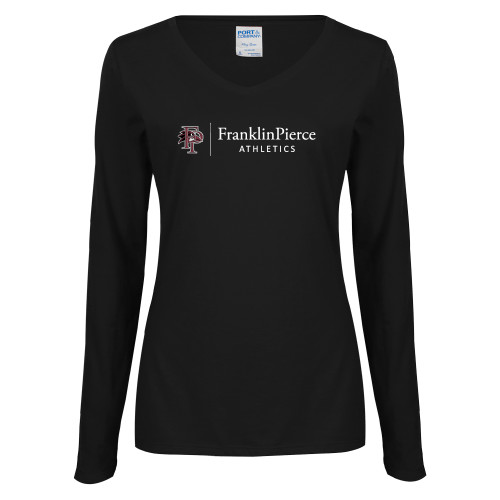  Womens Black Long Sleeve V Neck Tee  - FP Athletics Horizontal