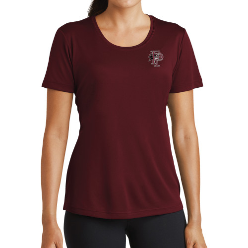  Womens Maroon Performance Short Sleeve Tee - Athletic FP
