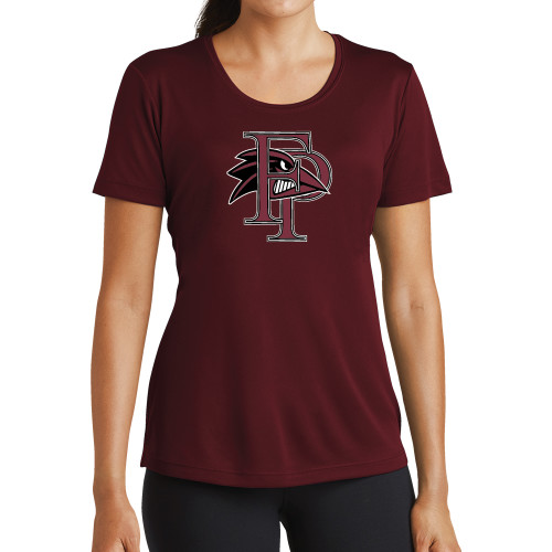 Womens Maroon Performance Short Sleeve Tee - Athletic FP