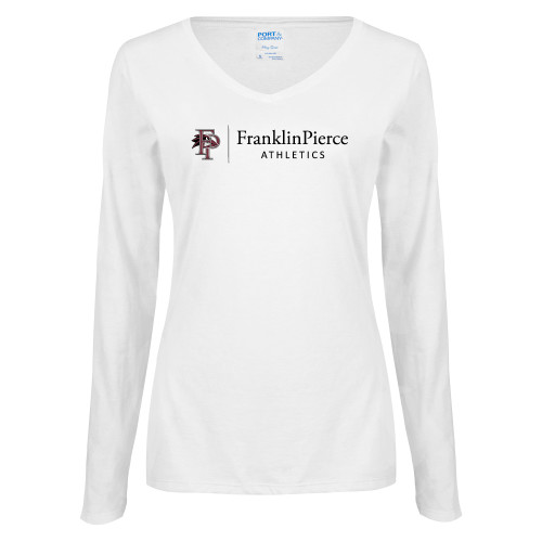  Womens White Long Sleeve V Neck Tee - FP Athletics Horizontal