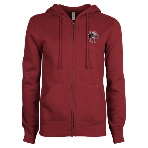  ENZA Womens Maroon Fleece Full Zip Hoodie - Athletic FP