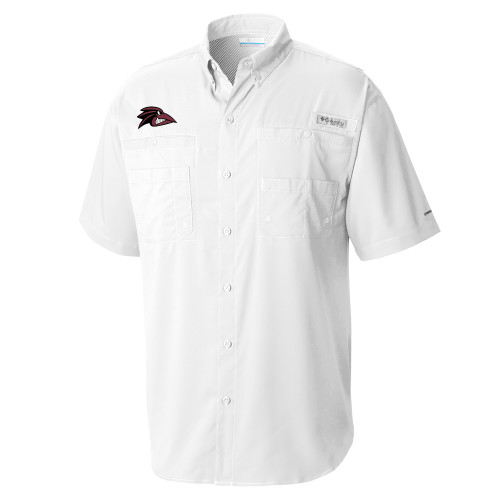 Columbia White Tamiami Performance Short Sleeve Shirt - Raven Head