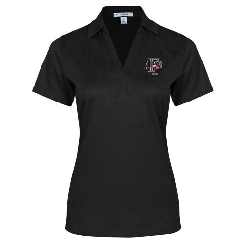  Womens Black Performance Fine Jacquard Polo - Athletic FP