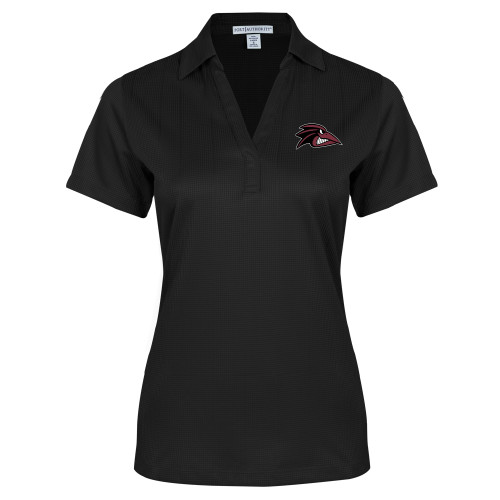  Womens Black Performance Fine Jacquard Polo - Raven Head