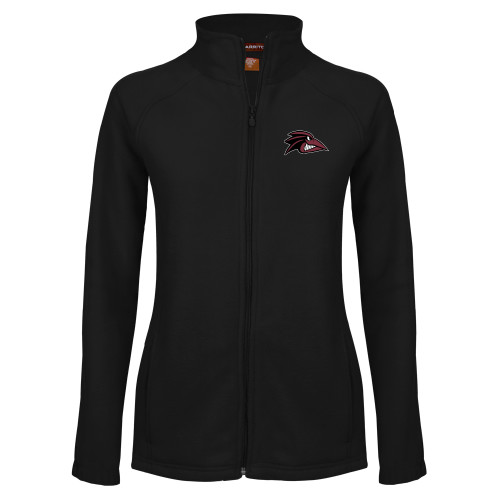  Womens Black Fleece Full Zip Jacket - Raven Head