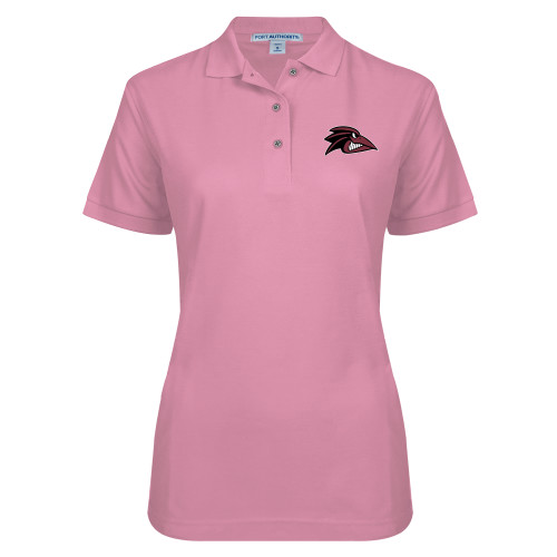  Womens Silk Touch Light Pink Pique Polo - Raven Head