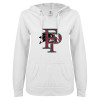 Thumbnail image for  ENZA Womens White V Notch Raw Edge Fleece Hoodie