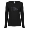 Thumbnail image for  Womens Black Long Sleeve V Neck Tee 