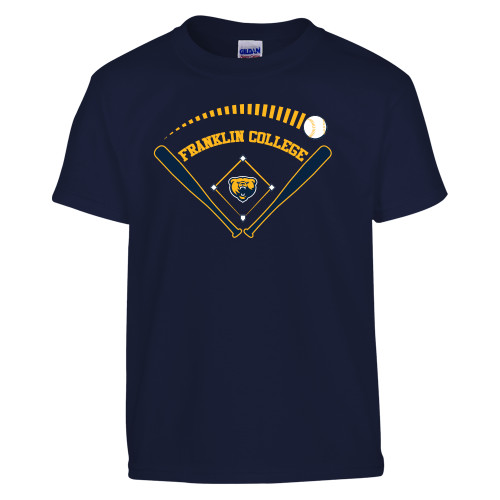  Youth Navy T Shirt - Franklin College Baseball Graphic