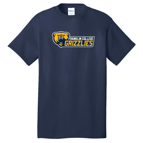  Extended Navy T Shirt - Franklin College Primary Wordmark