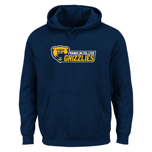  Extended Navy Hoodie - Franklin College Primary Wordmark