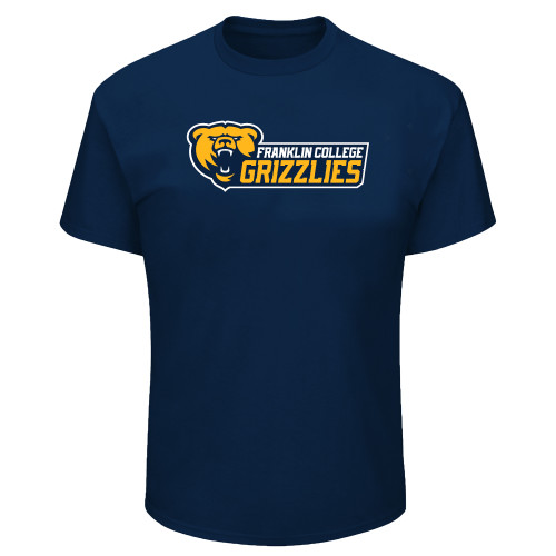  Tall Navy T Shirt - Franklin College Primary Wordmark