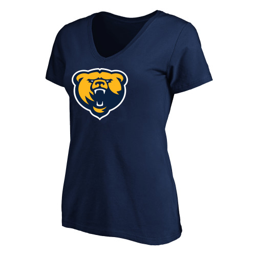 Womens Plus Navy V Neck T Shirt - Franklin College Primary Mark
