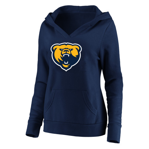  Womens Plus Navy Hoodie - Franklin College Primary Mark