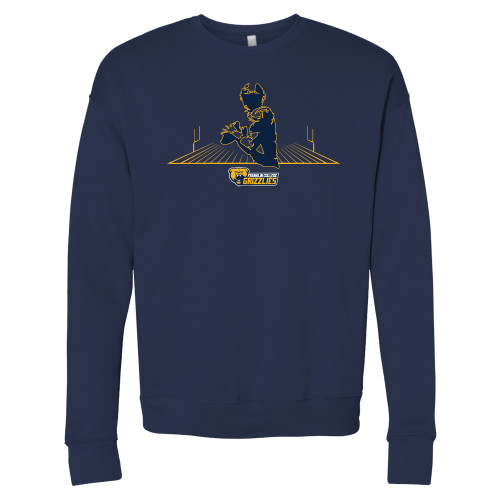  Bella + Canvas Navy Fleece Crew - Franklin College Football Graphic