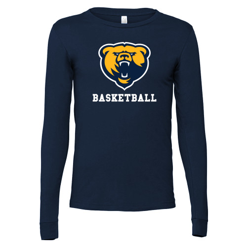  Bella + Canvas Navy Jersey Cotton Long Sleeve T Shirt - Franklin College Basketball