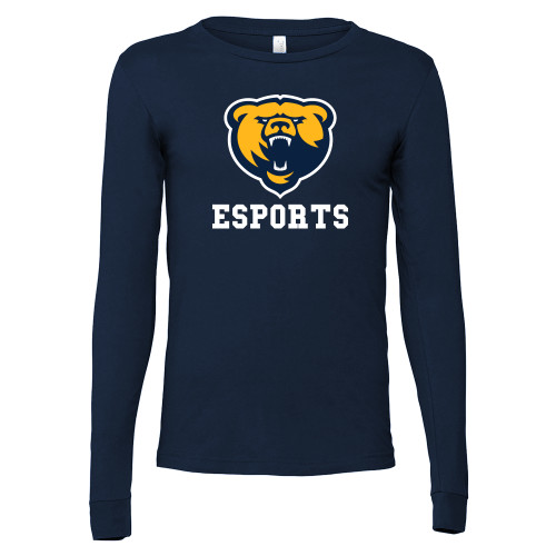  Bella + Canvas Navy Jersey Cotton Long Sleeve T Shirt - Franklin College Esports