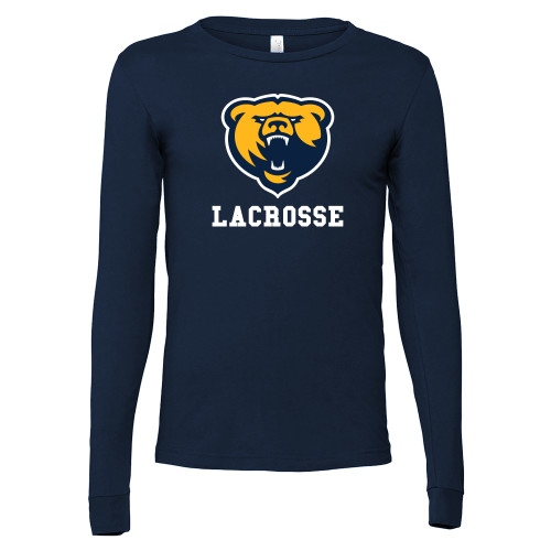  Bella + Canvas Navy Jersey Cotton Long Sleeve T Shirt - Franklin College Lacrosse