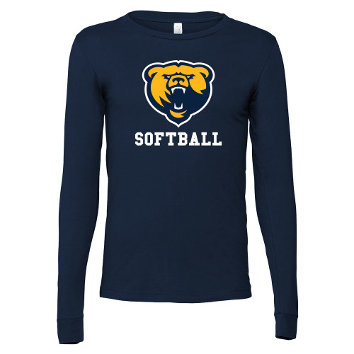  Bella + Canvas Navy Jersey Cotton Long Sleeve T Shirt - Franklin College Softball