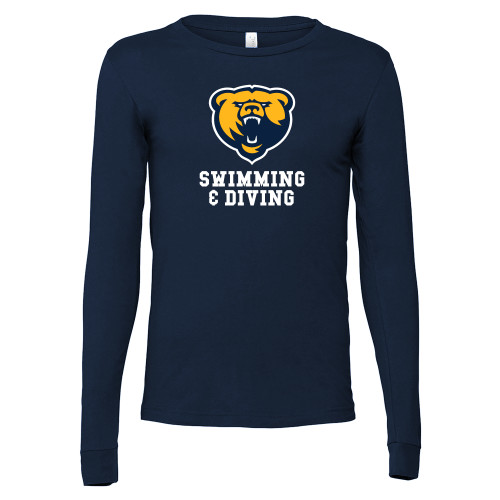  Bella + Canvas Navy Jersey Cotton Long Sleeve T Shirt - Franklin College Swim and Dive