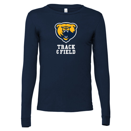  Bella + Canvas Navy Jersey Cotton Long Sleeve T Shirt - Franklin College Track and Field