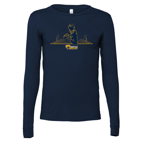  Bella + Canvas Navy Jersey Cotton Long Sleeve T Shirt - Franklin College Football Graphic