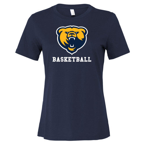  Bella + Canvas Womens Navy Relaxed Cotton T Shirt - Franklin College Basketball
