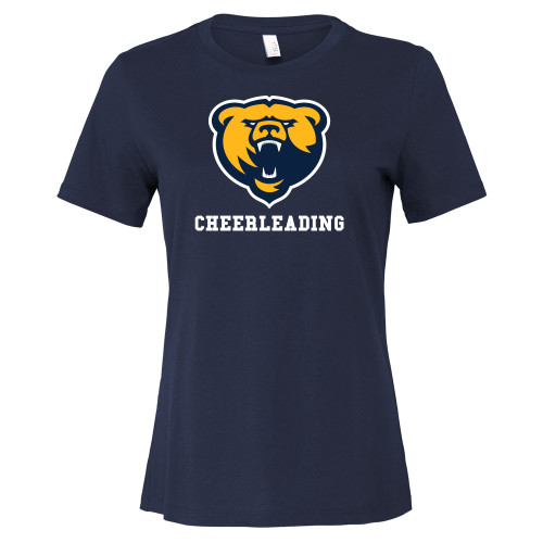  Bella + Canvas Womens Navy Relaxed Cotton T Shirt - Franklin College Cheerleading