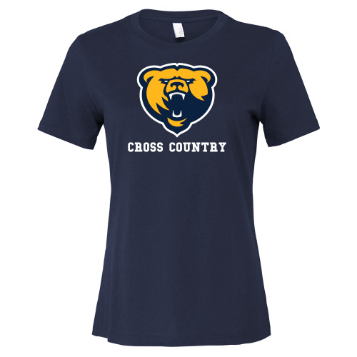 Bella + Canvas Womens Navy Relaxed Cotton T Shirt - Franklin College Cross Country
