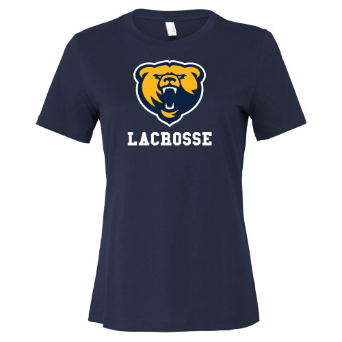  Bella + Canvas Womens Navy Relaxed Cotton T Shirt - Franklin College Lacrosse
