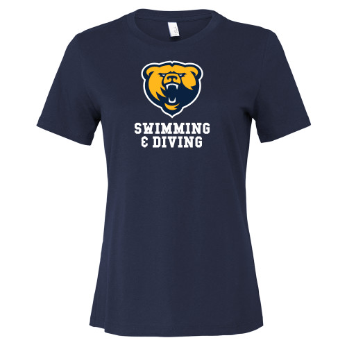  Bella + Canvas Womens Navy Relaxed Cotton T Shirt - Franklin College Swim and Dive