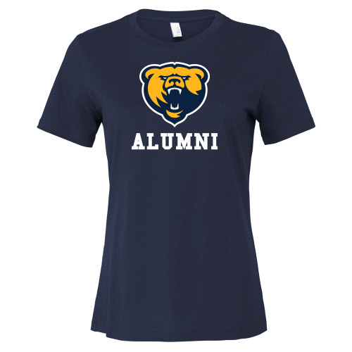 Bella + Canvas Womens Navy Relaxed Cotton T Shirt - Franklin College Alumni