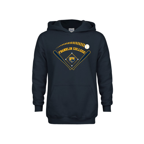  Youth Navy Fleece Hoodie - Franklin College Baseball Graphic