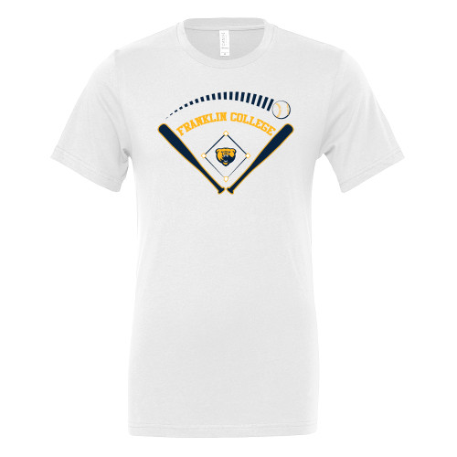  Bella + Canvas White Jersey Cotton T Shirt - Franklin College Baseball Graphic