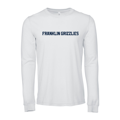  Bella + Canvas White Jersey Cotton Long Sleeve T Shirt - Franklin College Franklin Grizzlies