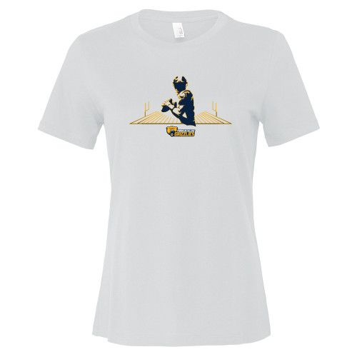  Bella + Canvas Womens White Relaxed Cotton T Shirt - Franklin College Football Graphic