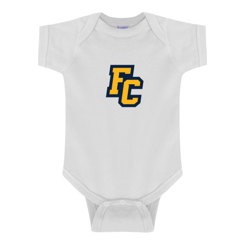  White Infant Onesie - Franklin College Primary Mark Wordmark