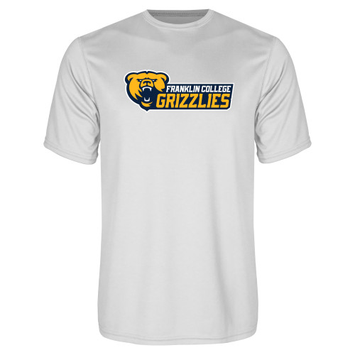 White Performance Tee - Franklin College Primary Wordmark
