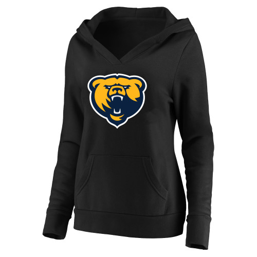  Womens Plus Black Hoodie - Franklin College Primary Mark