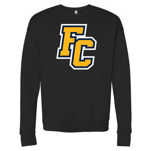  Bella + Canvas Black Fleece Crew - Franklin College Primary Mark Wordmark